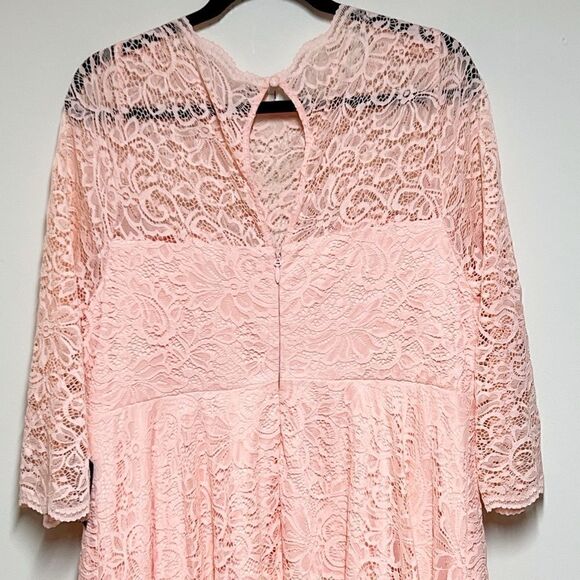 NWT Torrid midi Elegant Lace Illusion Dress Impatience pink Sz 18 - Picture 8 of 9